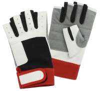 Перчатки с короткими пальцами, красный/белый/черный, размер XL